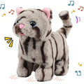 Easfan Walking Kitty Cat Electric Meowing Plush Toy for Kids 9" | Interactive pet, tail wagging head nodding, animated kitten pet, birthday holiday gift, for toddlers - style: Grey Cat