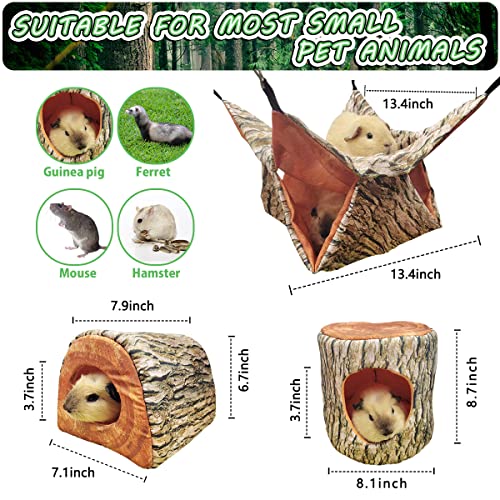 EAEDMY Guinea Pig Rat Ferret Tree Hole Bed and Hammock Tunnel, Hanging Bunk, Parrot Bird Hideout, Small Animals Soft Bed (3.Tree Hole) - color: 3.Tree hole bed