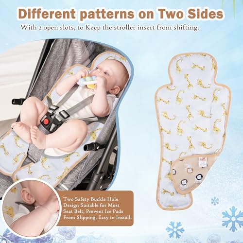 Gel Car Seat Cooler Pad,1 Pack Double Sides-Universal Baby Stroller Ice Cushion Cooler Mat,Summer Cooling Seat Liner,Multifunctional Suitable for Baby Dining Chair,Child Safety Seat (Giraffe+Lion) - color: Giraffe+Lion