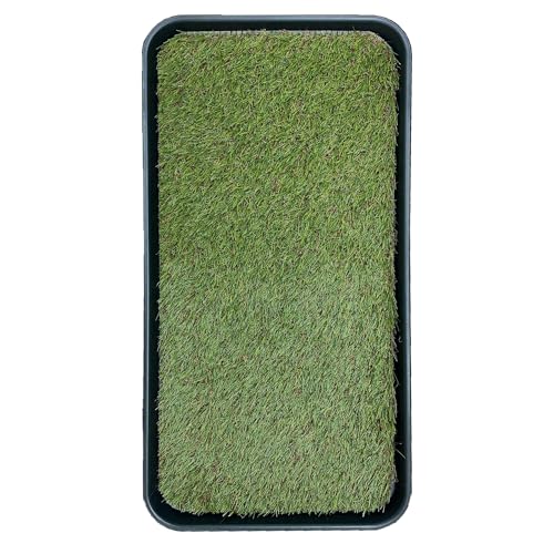 Ottomanson Artificial Grass Puppy Potty Training Pad with Tray, 15" x 30" Reusable Pee Pad for Small Pets and Dogs - color: Black Tray/Grass, size: 1'3" x 2'6" (Pet)