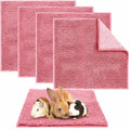 4 Pcs Guinea Pig Cage Liner 12 x 12 Inch Washable Chenille Pee Pads Pet Dog Cat Bedding Training Mat Reusable for Small Animals Puppy Bunny Hamster Chinchilla - color: Pink, size: 12 x 12 Inch, style: Low Pile Chenille
