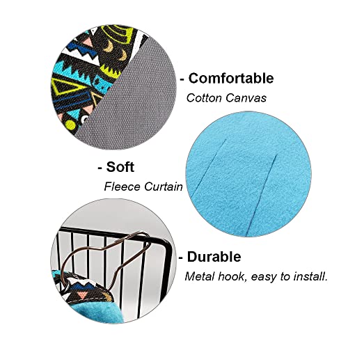 RIOUSSI Guinea Pig Hideout Hideaway Corner Fleece Toys Cage Accessories | Reversible Sides | Soft Fleece Fabric | Come with Hooks | Guinea Pig Hammock for Small Animals | Green+Blue, Triangle - color: Green+Blue