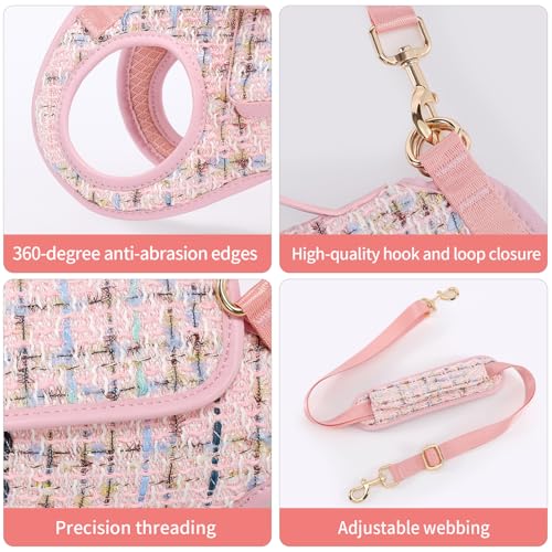 Wakytu Dog Lift Harness Dog Carrier Sling for Small Dogs & Cats,M | stylish puppy sling carrier with handle & pocket,adjustable leash,walking & travel - color: 2.0 Pink, size: Medium(8-13 LBS)