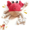 Plush Squeaky Crab Dog Toy with Rope Legs - 5.5''X9.5'' Durable Dog Chew Toy for Small Dogs | Built-in Whistle Sounds | Teeth Cleaning | Interactive Dog Toys （RED）