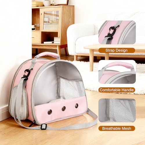 2-Pack Guinea Pig Carrier and Burrowing Bed, Portable Small Animal Cage with Clear Window, Plush and Fluffy Hideaway Pet Bed for Piggies, Hamster - color: Pink