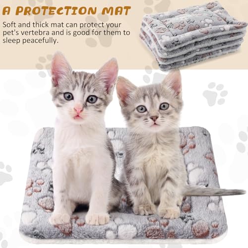 4 Pack Ultra Soft Dog Cat Bed Mat Small Animal Guinea Pig Bed with Cute Print Reversible Fleece Dog Crate Kennel Pad Cozy Washable Thickened Hamster Pet Beds Mat(13 x 19 Inches,Light Gray) - color: Light Gray, size: 13 x 19 Inches
