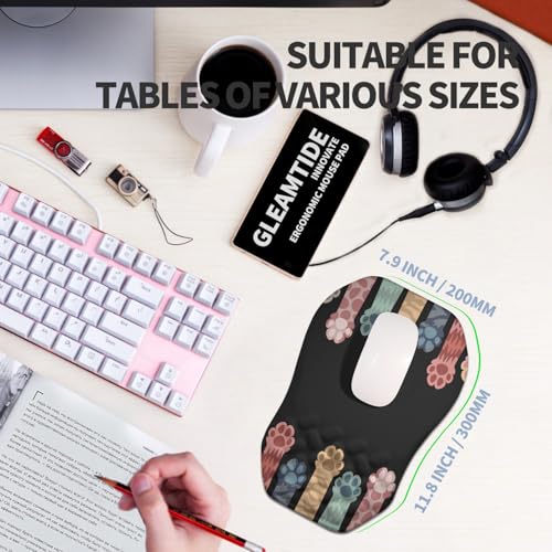 Ergonomic Raised Mouse Pad Wrist Support with Bilateral Slope Memory Foam Mousepad for Wrist Rest and Carpal Tunnel Pain Relief 11.8x7.9〃Cat Claws - color: Cat Claws
