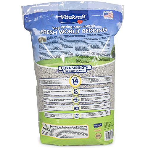Vitakraft Fresh World Small Animal Bedding - Ultra Strength - Pet Bedding for Litter Boxes and Cages (16 L),Gray, 975 cu in (Pack of 2) - size: 975 cu in (Pack of 2)