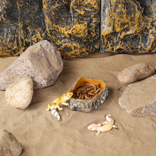 IBWell 4 Inch Reptile Food Dish Escape Proof Reptile Feeding Dish Resin Reptile Water Food Bowl for Bearded Dragon Chameleon Frog Snake Turtle Leopard Gecko - size: 4"
