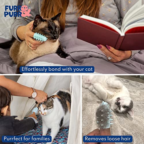 Furr&Purr Cat Brush Set for Indoor Cats - Grooming Tools: Face Scratcher, Calming Massager, and Scratching Pad (2-Pack, Made in the USA) - size: 2 Pack - New
