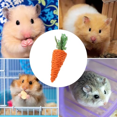 5 PCS Carrot Chew Toy, Rope Teething Pet Toy for Rabbits, Hamsters, Guinea Pigs, Puppies and Other Small Animals