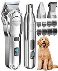 oneisall Dog Clippers for Grooming Thick/Matted Hair, 4-in-1 Grooming Kit | Detachable Stainless Steel Blade, Powerful Motor, IPX6 Waterproof, Low Noise, Paw Trimmer and Nail Grinder, 9 Guide Combs
