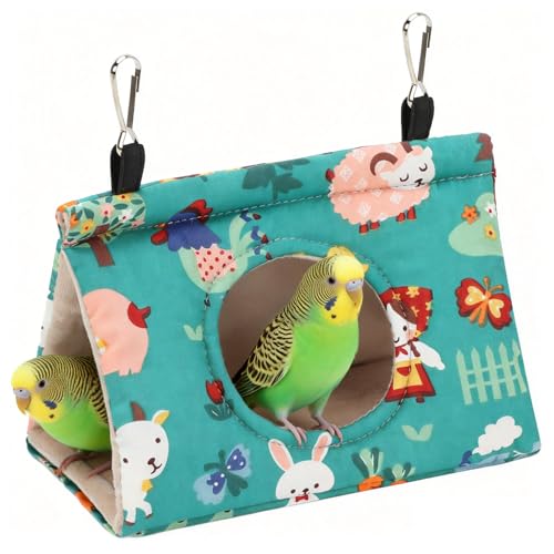 Rypet Bird Nest House, Bird Bed for Cage, Hanging Hammock Bird Hut,Forest S | Warm Plush Cotton Comfort, Side Hole Entry, Dual Hanging Straps for Cage, Machine Washable, Green Bird Tent for Small Birds - color: Forest Green, size: Small (Pack of 1)