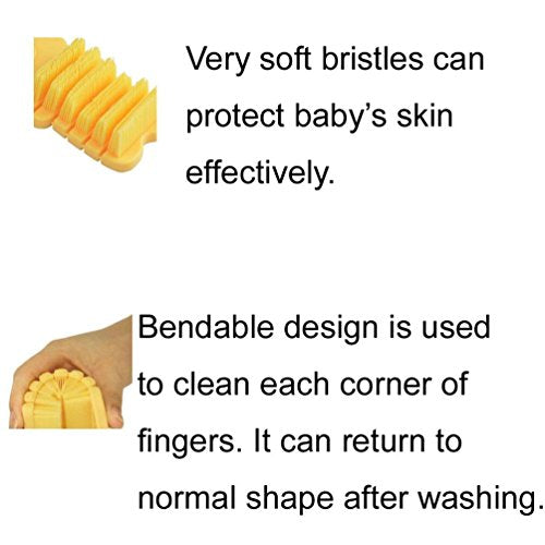 Baby Nail Brush, Kids Nail Scrubber Brush, Toddler Scrub, Yellow | Finger Nails Scrub Brush for Cleaning Fingernails Dirt Cleaner, Soft Bristle, For Baby Children, Cute Animal Bear Style - color: Yellow