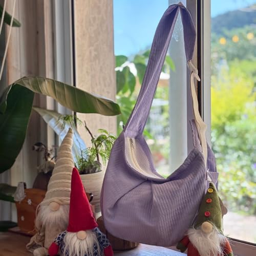 Ferret Sling Carrier - Pet Carrying Bag with Adjustable Strap Hands Free Shoulder Bag Crossbody Travel Slings Soft Small Animal Bonding Pouch Front Backpack for Ferret Rabbit Puppy Kitten (Purple) - color: Purple