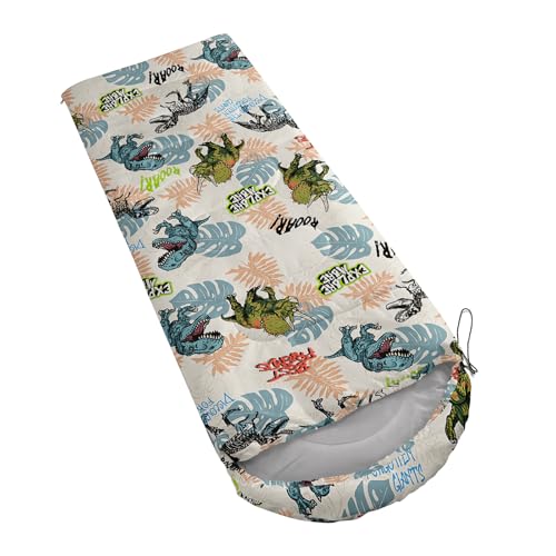QOOMO Camping Sleeping Bags,3 Season Warm & Cool Weather,Lightweight,Waterproof Sleeping Bags for Adults & Kids,Traveling,and Outdoors,Camping Gear Equipment - color: dinosaur