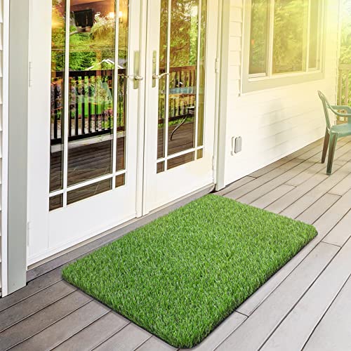 Artificial Grass Door Mat, Fake Grass Rug for Entrance, Dog, 24" x 36" | Realistic look, Durable TPR bottom, Non-Slip, Safety material, Soft underfoot - size: 2' x 3' (Rectangular)