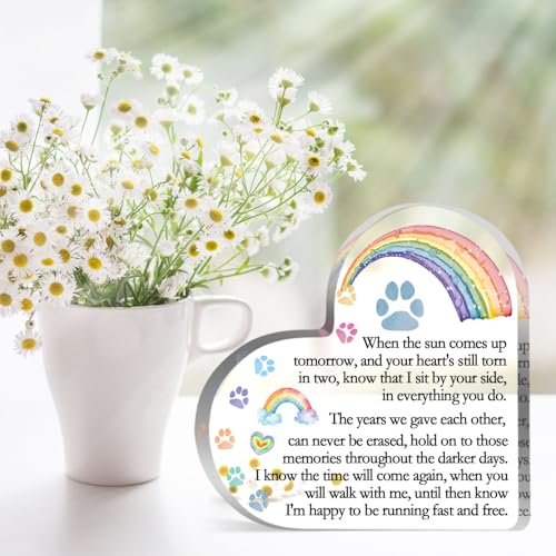 Toerifer Rainbow Bridge Pet Memorial Gifts, Dog Cat Passing Away Remembrance Keepsake for Desk Shelf, Loss Pet Gifts for Women Men, Loss of Dog Sympathy Condolences Acrylic Decorations - color: Per Memorial 03