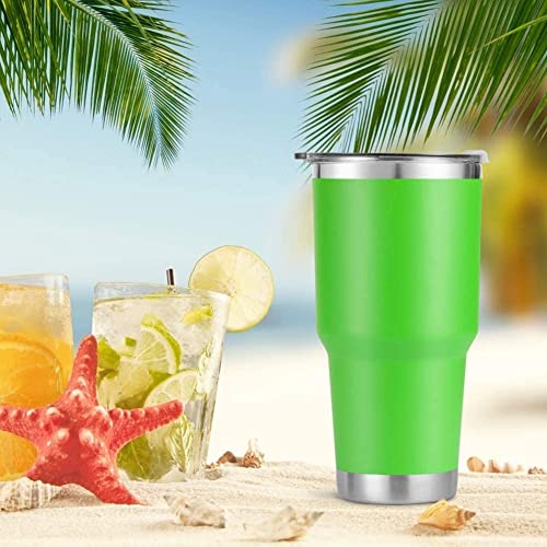 D·S 30 oz Lime Tumbler Double Wall Vacuum Insulated Travel Coffee Mug | Double Wall Vacuum Suit Cold and Hot Drink Fits in standard car cup holders With Splash-Proof Lid - color: Lime Green