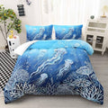 AILONEN Aqua Jellyfish Wave Full Comforter Set, Marine Plant Bedding Pack with 2 Pillowcases, Teen Bedroom - color: Sea8, size: Full