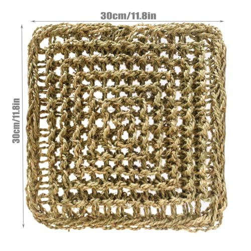 Hamiledyi Rabbit Seagrass Activity Mat Bunny Mat Rabbit Enrichment Toys Rabbit Chew Toys for Teeth Seagrass Protector Mat Small Animal Toys for Rabbit Bunny Chinchilla Guinea Pigs Rodent Pets - color: A