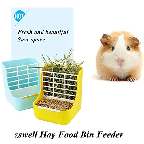 Hay Food Bin Feeder, Hay and Food Feeder Bowls Manger Rack for Rabbit Guinea Pig Chinchilla and Other Small Animals (Yellow)?- - color: Yellow