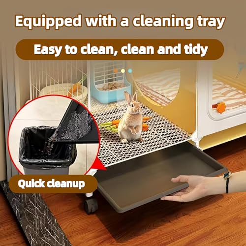 Luxury Villa Rabbit cage with Wheels, Guinea Pig cage, complimentary Food Bowl, Bed. Suitable for Hamsters, Chinchillas, Squirrels, Hedgehogs, Ferrets, Cats，Mouse (27.6" Lx 17.7" Wx17.7 H) - size: 27.6"L x 17.7"W x 17.7"H