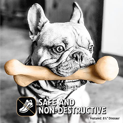 Pet Qwerks Dinosaur BarkBone - Nylon Dog Bone for Aggressive Chewers - Bacon Flavor - 9.75" - size: Large