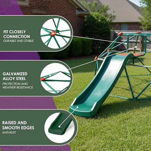 Plum Deimos Climbing Dome with 4FT Slide - Outdoor Toddler Jungle Gym, Monkey Bars, Playground Sets for Backyards, Play Equipment for Kids, Durable, Sturdy, Rust Resistant, Easy Assembly, Ages 3+ - size: 4ft Slide