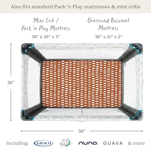 Pack and Play Sheets Fitted, Mini Crib Sheets for Graco Pack N Play Playard (38x26), Ultra Soft Organic Cotton Blend, Safe & Snug Playpen Mattress Sheet for Baby Boys & Girls, Safari Adventure, 2-Pack - color: Safari Animals