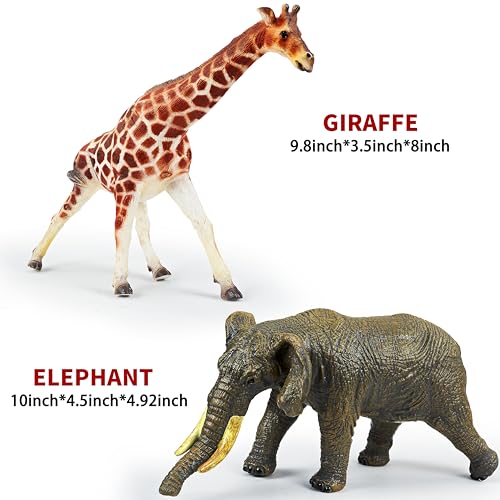 6 Pcs Large Soft Safari Animal Toys,Jumbo Animals Playset for Toddler Kids Children Boy Girl 1 2 3 4 5 Year Old,Learning Toy,Brithday