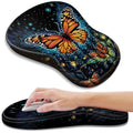 YIWEI Ergonomic Mouse Pad with Wrist Rest for Carpal Tunnel Pain Relief | Memory Foam Wrist Support,Non-Slip Rubber Base, Keyboard Computer Mousepad,Lycra Cloth Surface,Gaming Home Office - color: Butterfly