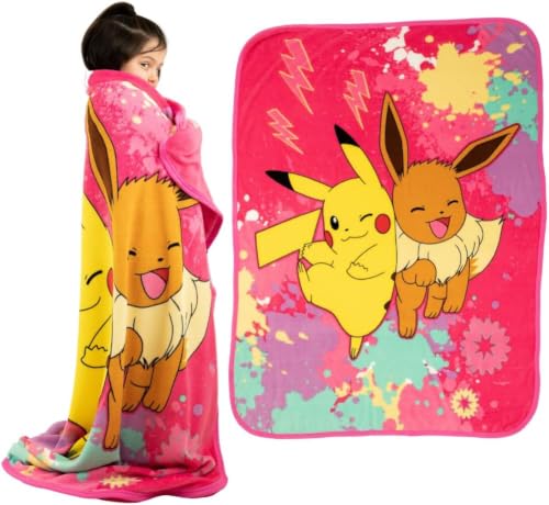 Franco Pokemon Anime Pikachu and Eevee Kids Bedding Super Soft Micro Raschel Throw, 46 in x 60 in, (Official Licensed Product) (Pack of 6) - color: Pokemon Girl, size: 46 in x 60 in (Pack of 6)