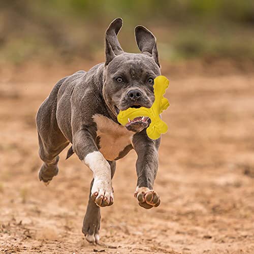 Dog Chew Toys for Aggressive Chewers Large Breed,Indestructible Bones Toy，Durable Cleaning Toothbrush Natural Rubber Dog Toys… (Yellow) - color: Yellow