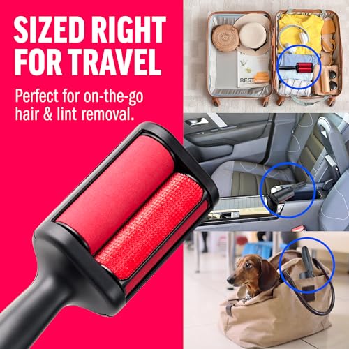 ChomChom Roller Pet Hair Remover – Reusable Lint Roller Pet Hair Removal Tool for Clothes, Couches, Cars and Travel - Cat Dog Hair Remover, Compact, No Sticky Refills Needed (Mini Roller) - color: Black Matte