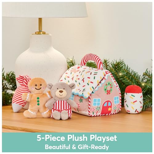 GUND Baby Play Soft Collection, My First Gingerbread House 5-Piece Playset with Rattle, Squeaker and Crinkle Plush Toys, Sensory Toy for Babies, 7.5” - style: Gingerbread House