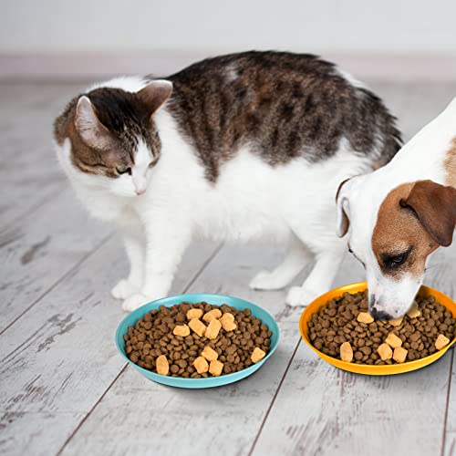 Cat Bowls 6 inch Whisker Fatigue Free Cat Food Bowl, Wheat Straw Cats Dishes, Pet Feeding Plate for Kittens and Short Legged Cats (8 Pcs) - color: 8 Pcs Round - 4 Color