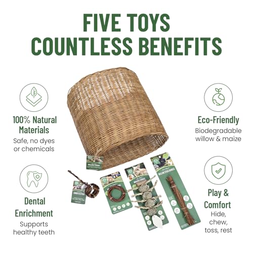 Small Pet Select Tiny Paws Willow Play Pack, Toys, Tunnel & Hideout | Natural Chew Toys & Cage Accessories, For Guinea Pigs, Rabbits, Bunnies & Other Small Pets
