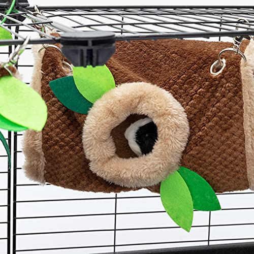 Guinea Pig Hideout, Fleece Rat Tunnel & Hammock Set House Cage Accessories | Small Animal Bed for Rat Chinchilla Hamster Hedgehog, Pet Hammock for Playing Sleeping