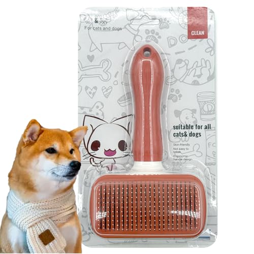 Self-Cleaning Slicker Brush, Dog Cat Bunny Pet Grooming Shedding Brush, Easy to Remove Loose Undercoat, Pet Massaging Tool Suitable for Pets with Long or Short Hair (Red) - color: Red