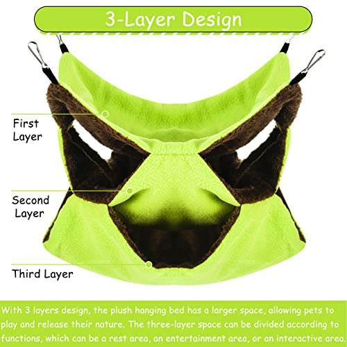 3 Tier Ferret Rat Hammock,Guinea Pig Cage Accessories,11.8x11.8 Inches,Pet Cage Hanging Bunkbed Hammock for Small Animals,Guinea Pig,Ferret,Kitten,Squirrel,Chinchilla,Rat,Parrot - color: green