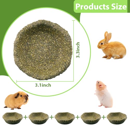 5 Pack Furry Timothy Hay Chewing Bowl for Guinea Pig & Bunnies,Edible Guinea Pig Food,Guinea Pig Toys, Bunny Toys