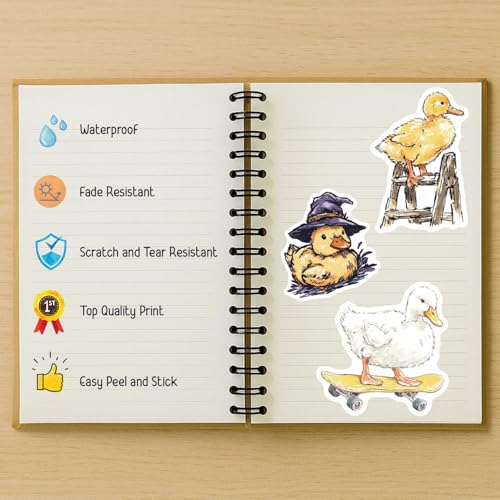 100 PCS Duck Stickers Pack – Waterproof Duck Decals for Water Bottles, Laptops, Phones, Notebook, Cars – Cool Vibrant Graphics for Duck Enthusiast - color: Duck