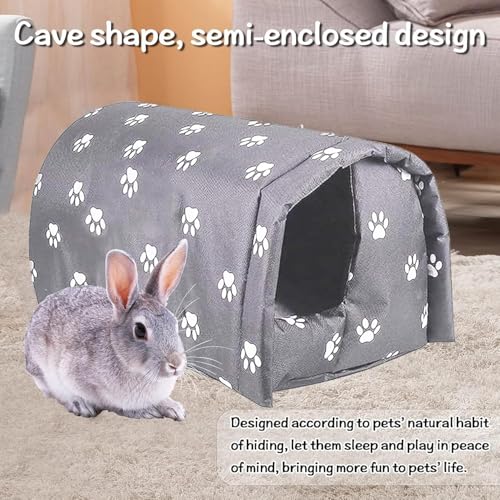 Hamiledyi Bunny Cave Bed Small Animal Warm Nest Habitats Guinea Pig Hideouts Stray Cats Shelter Cage Accessories for Hamster Cats Rat Mice Chinchilla Flying Squirrel (Grey)