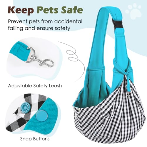 Pawaboo Small Dog Sling Carrier,for 3-10 lbs Pets, Blue | Reversible Hands Free,Safety Buckle,Storage Pocket,Machine Washable for Travel Outdoor Activities - color: Blue