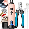 Dog Nail Grinder, Dog Nail Trimmers and Clippers Kit, Super Quiet, Rechargeable, for Small Large Dogs Cats Toenail Claw Grooming,3 Speeds - color: Creamy Pink