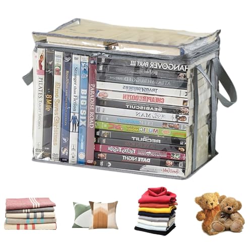 Ouliget Waterproof Clear Zippered Organizers Largesize,Moving Storage Bags with Reinforced Handles,Closet Organizers and Storage Container for Book DVD Blu Ray Disc Clothing,15''x12.5''x9.5''