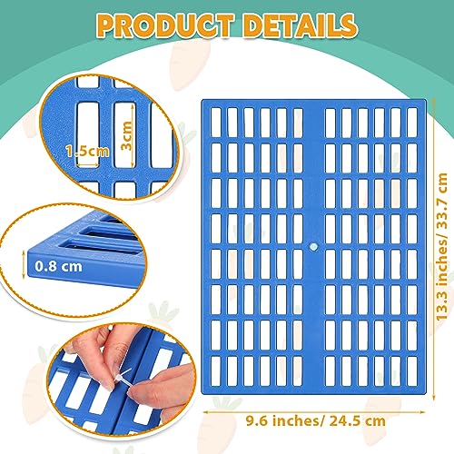 12 Pcs Plastic Rabbit Cage Mat, Rabbit Floor Mat Foot Resting Pads for Small Animal Hamster Chinchilla Rat Guinea Pig, Mats Feet Pads for Pet Dogs Cats Bunny, 13.4 x 9.8 x 0.3 Inch, Blue