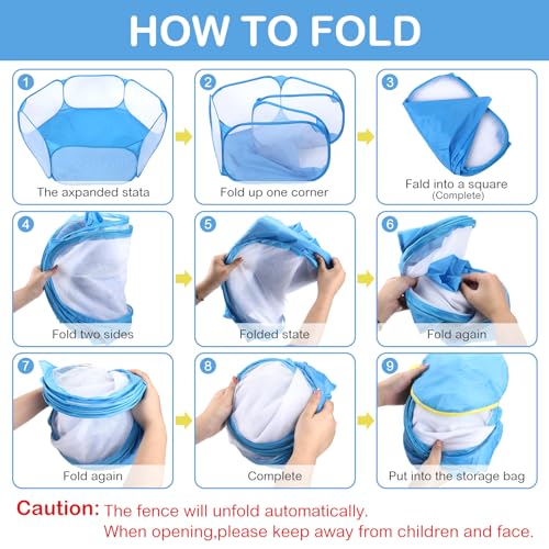 Hamster Playpen with Mat Small Animal Cage Tent Breathable Transparent Guinea Pig Playpen Waterproof Portable Yard Fence Mat Foldable Exercise Playpen Outdoor Indoor (Blue,Star) - color: Blue