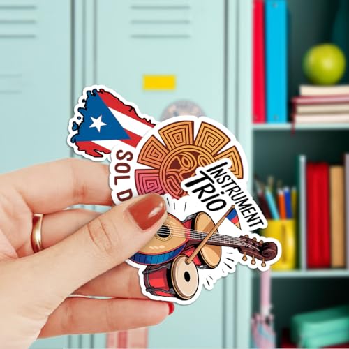 Vybonz Puerto Rico Sticker Flag Culture Decal Island Music Travel | Puerto Rico Stickers with Flag and Culture Symbols for Travel Lovers, Laptop, Water Bottle, Notebook and Souvenir Use - color: Puerto Rico, size: 3in